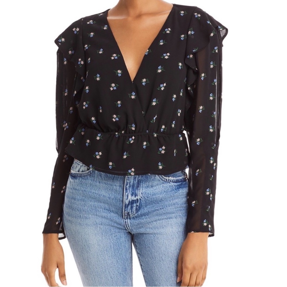 NWT WAYF Women’s Floral Top/Blouse Peplum Size L